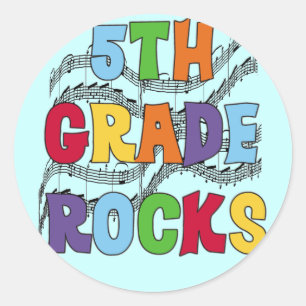 Multicolor 5th Grade Rocks T shirten en cadeaus Ronde Sticker