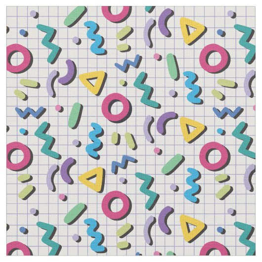 Multicolor 80s Memphis Pattern Stof (Close Up)