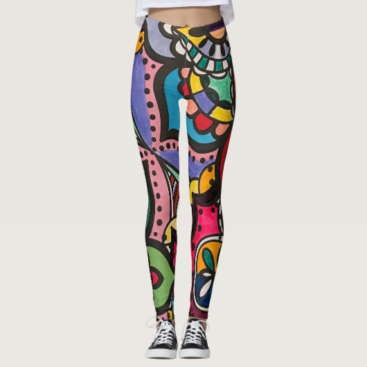 Multicolor abstracte patronen leggings (Voorkant)