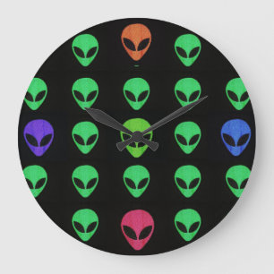 Multicolor Alien Face Wall-klok Grote Klok