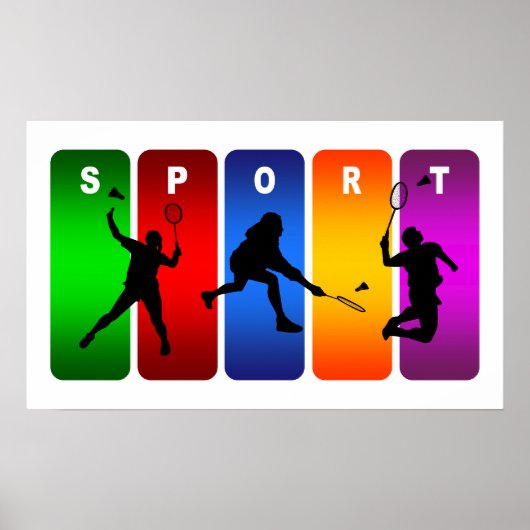 Multicolor Badminton Emblem Poster (Voorkant)