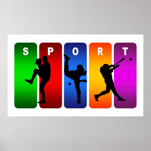 Multicolor Baseball Emblem Poster (Voorkant)