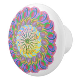 Multicolor Bohemian Floral Ceramic Knob. Keramische Knop