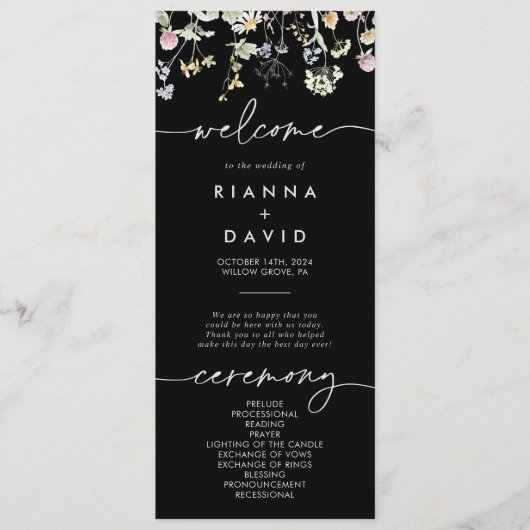 Multicolor Boho Fall Floral Wedding Programme (Devant)