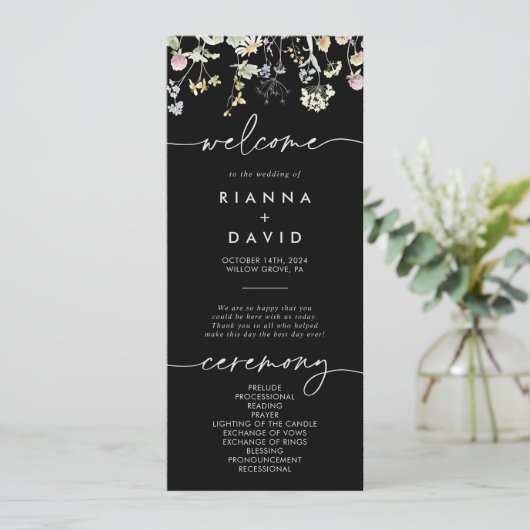 Multicolor Boho Fall Floral Wedding Programme (Debout devant)
