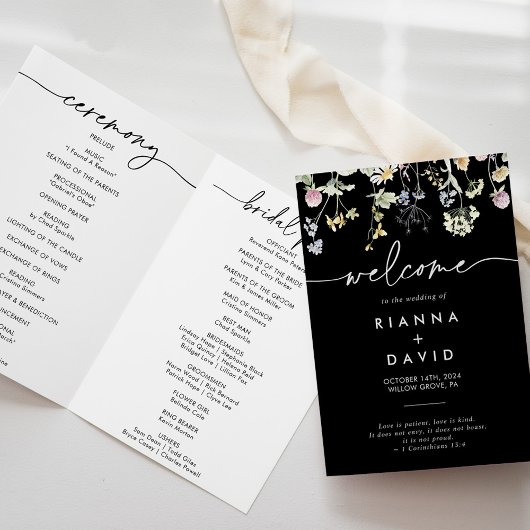 Multicolor Boho Herfst Bloemen Gevouwen Trouwen Programma