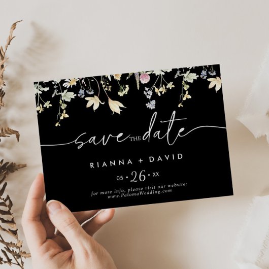Multicolor Boho Herfst Floral Horizontale Huwelijk Save The Date