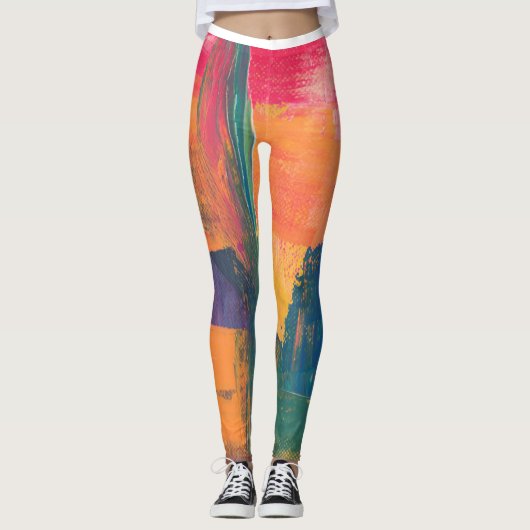 Multicolor Bright Patronen Leggings (Voorkant)