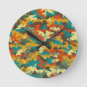 multicolor camouflage abstract ronde klok