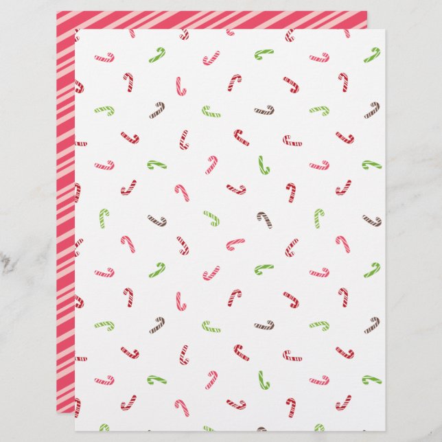 Multicolor Candy Canes & Red Stripe Scrapbook (Voorkant / Achterkant)