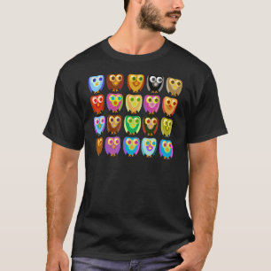 Multicolor Cartoon Character Owl Patroonontwerp T-shirt