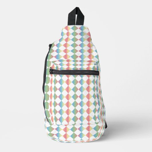 Multicolor Checker Diamond Patroon Sling Bag (Voorkant)