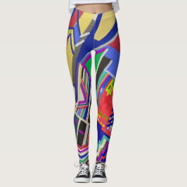 Multicolor collage tekening leggings