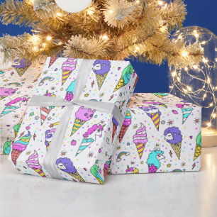 Multicolor cute ijs-can eenhoorn patroon cadeaupapier