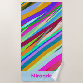 Multicolor diagonaal lijnpatroon strandlaken