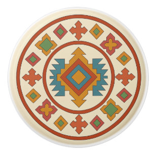 Multicolor Diamant Kruis Zapotec Keramische Knop