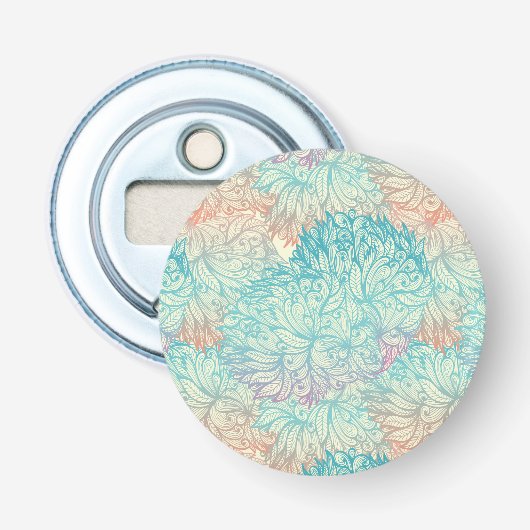 Multicolor Floral Doodle Patroon Button Flesopener (Voorkant)