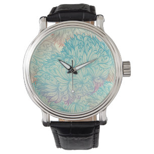 Multicolor Floral Doodle Patroon Horloge