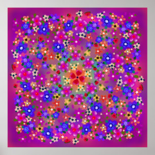  Multicolor Flowers Boho Style Poster