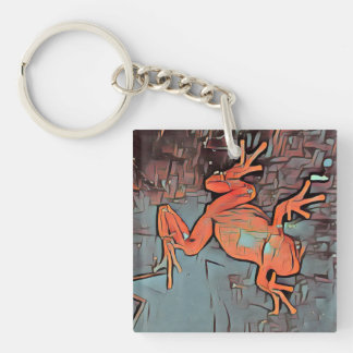 Multicolor Frog Sleutelhanger Oranje Square