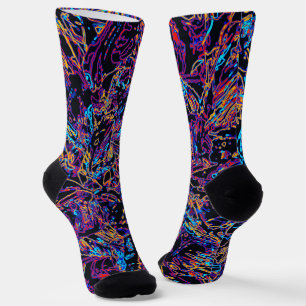 Multicolor gebogen lijnpatroon  sokken