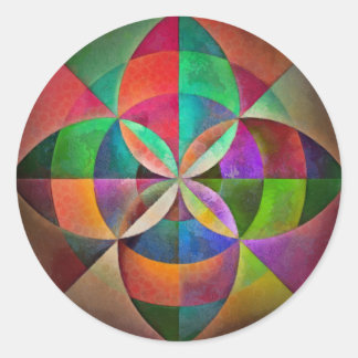 Multicolor Geometric Mandala Afdrukontwerp Ronde Sticker