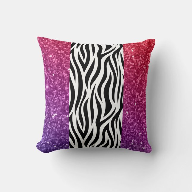 Multicolor Glitter Zebra Print Sierkussen (Voorkant)