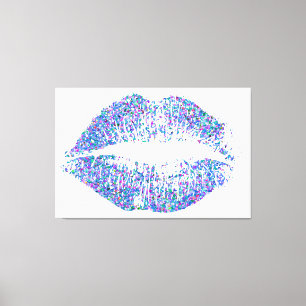 Multicolor Grit Glitter Lips #17 Canvas Afdruk