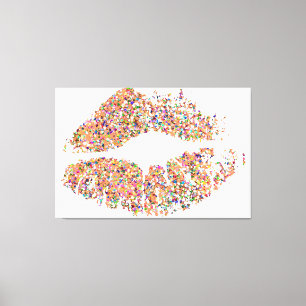 Multicolor Grit Glitter Lips #28 Canvas Afdruk