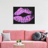 Multicolor Grit Glitter Lips #3 Canvas Afdruk (Insitu (Woonkamer))