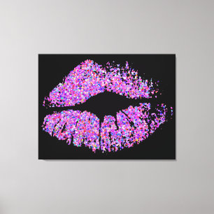 Multicolor Grit Glitter Lips #3 Canvas Afdruk