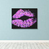 Multicolor Grit Glitter Lips #3 Canvas Afdruk (Insitu (Houten vloer))