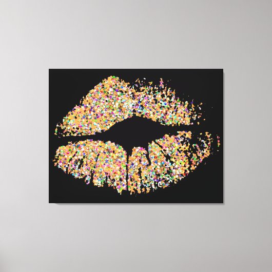 Multicolor Grit Glitter Lips #8 Canvas Afdruk (Voorkant)