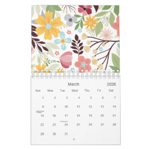 Multicolor Hand getrokken Bloemen 2026 Kalender