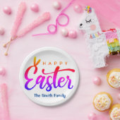 Multicolor Happy Pasen Papieren Bordje (Feest)