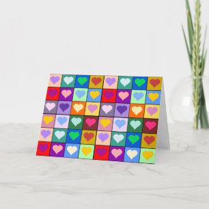 Multicolor Heart Squares Kaart