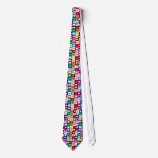 Multicolor Heart Squares Stropdas (Voorkant)