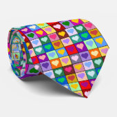 Multicolor Heart Squares Stropdas (Opgerold)