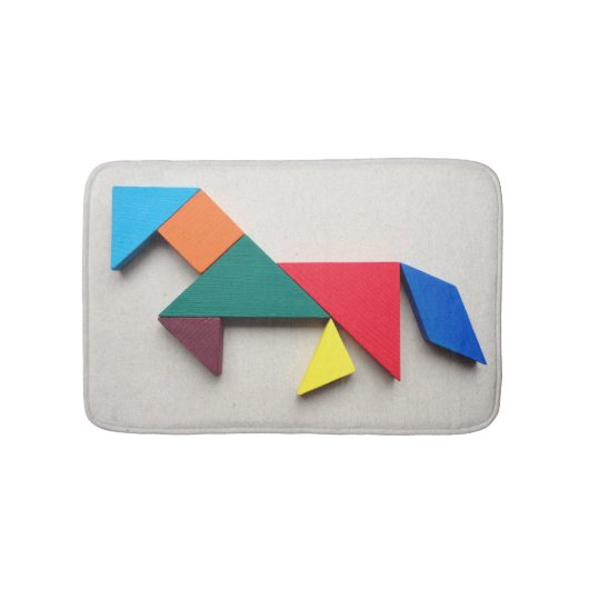 Multicolor horse Tangram Badmat (Voorkant)
