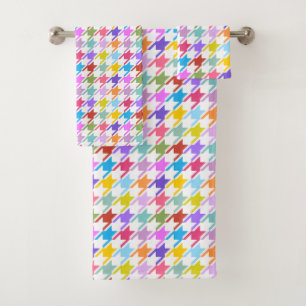 Multicolor Houndstooth+Motif blanc