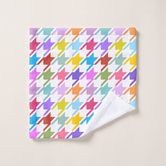 Multicolor Houndstooth+Motif blanc (Gant de toilette)