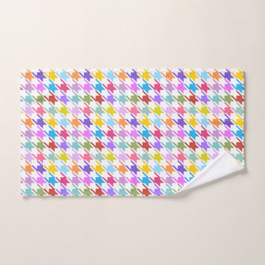 Multicolor Houndstooth+Motif blanc (Serviette à main)