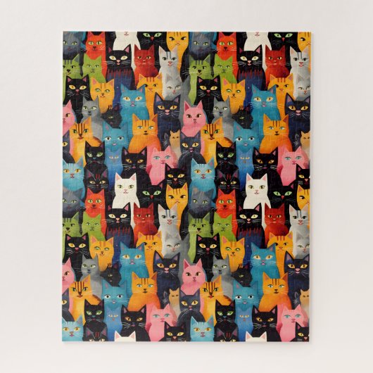 Multicolor Katten Puzzel (Verticaal)