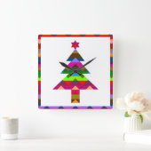 Multicolor kerstbomen #2 vierkante klok (Huis)