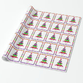 Multicolor kerstbomen cadeaupapier (Uitgerold)