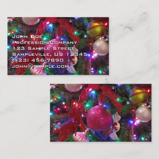 Multicolor kerstboom kleurige feestdag visitekaartje (Voorkant / Achterkant)