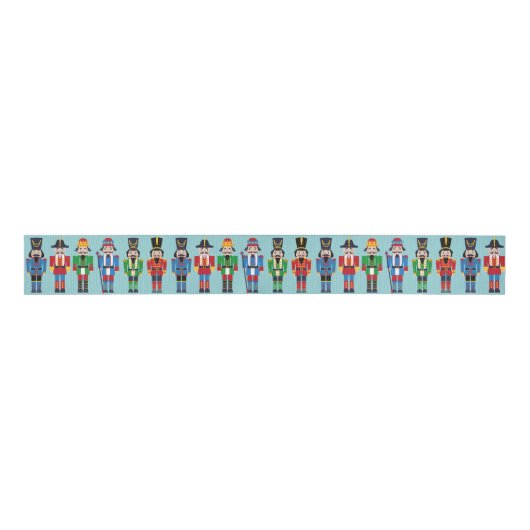 Multicolor Kerstmis Nutcrackers Sage Background Grosgrain Lint (Voorkant)