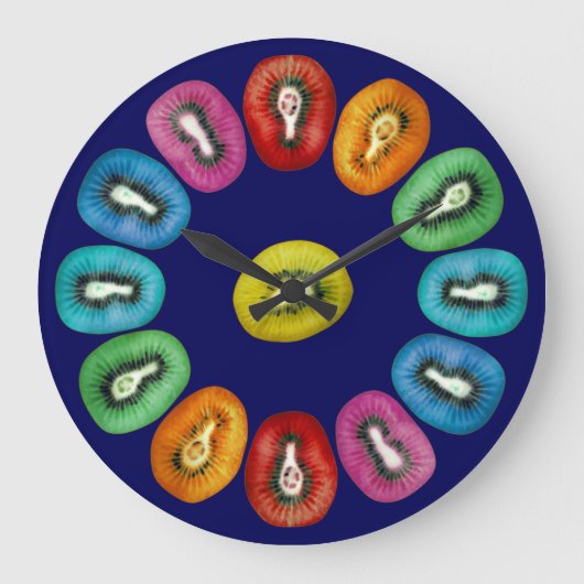 Multicolor Kiwi Pattern Grote Klok (Voorkant)