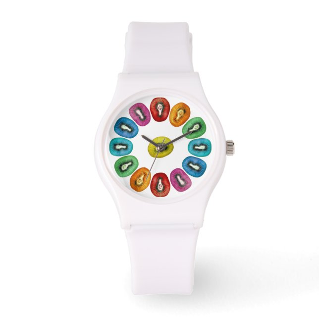 Multicolor Kiwi Pattern Horloge (Voorkant)