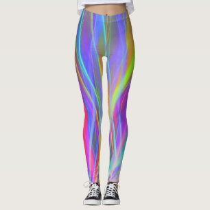 Multicolor Leggings Paars blauw geel, uit de buurt